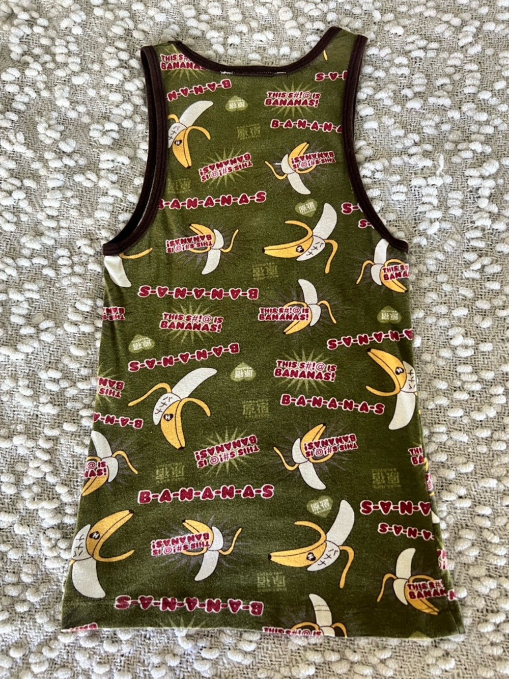 Vintage GWEN STEFANI HARAJUKU LOVERS Olive Green Bananas Tank Top size small - Picture 2 of 5